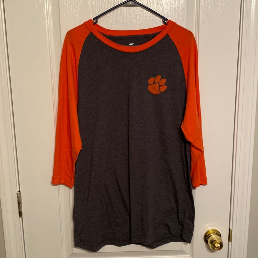 Mens Clemson Tiger Raglan T-Shirt (3/4 Sleeve) Size Large